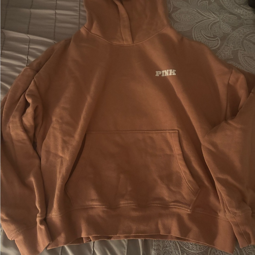 PINK Victoria's Secret Women's Hooded Sweatshirt in Rust Brown